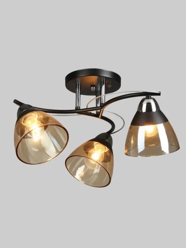 Люстра потолочная BayerLux &laquo;Ирида&raquo;, 3хЕ27, 40 Вт, черно-хромовый, 44&times;44&times;24 см