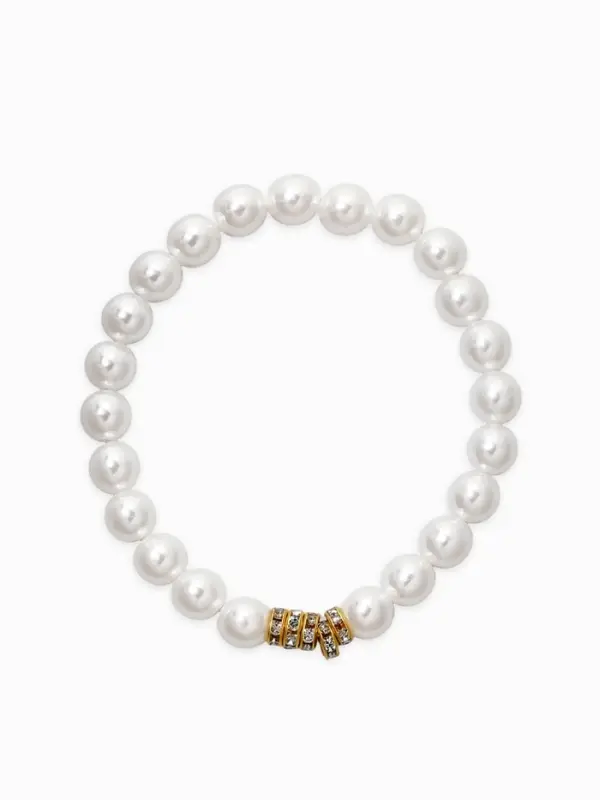 Браслет "Стильный жемчуг" (набор 5шт), №8/16, цвет белый в золоте