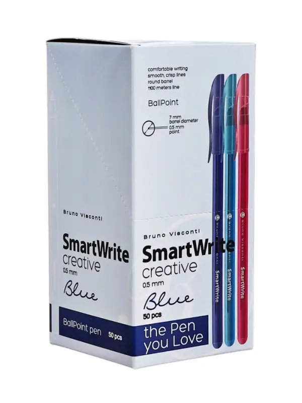 Ручка шариковая BrunoVisconti SmartWrite. Creative, 0.5мм, стерж/син МИКС Ручка шариковая BrunoVisconti SmartWrite. Creative, 0.5мм, стерж/син МИКС