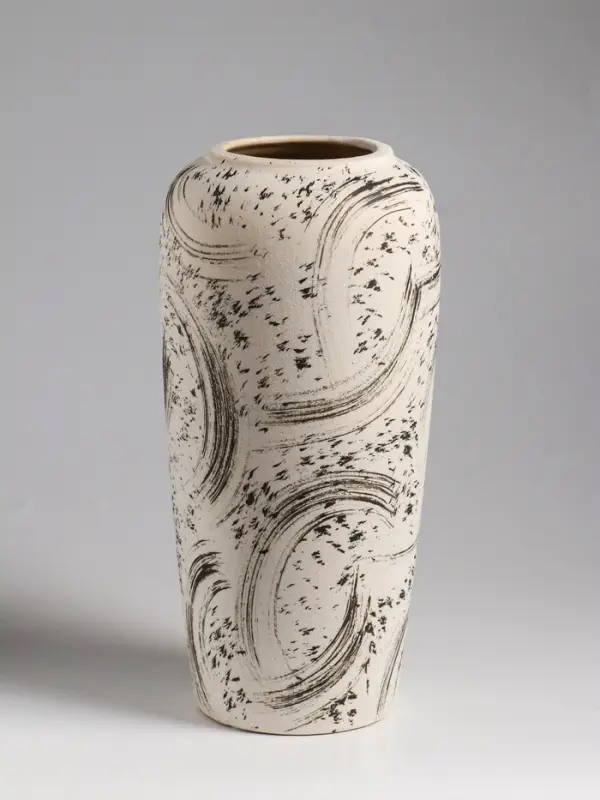 Ваза настольная керамика Ваза настольная керамика "Сэнс" 28,5х13 см, бело-чёрный