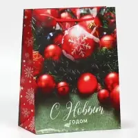 Пакет подарочный новогодний ламинированный &laquo;Ёлочные игрушки&raquo;, MS 18 х 23 х 8 см