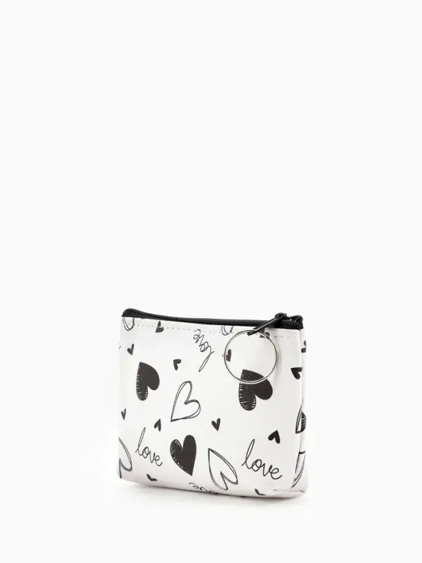 Кошелёк-монетница на молнии, 12&times;3.5&times;9 см, белый