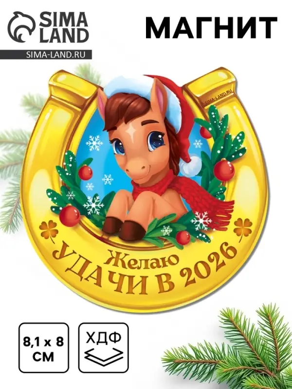 Магнит новогодний на холодильник «Удачи» Магнит новогодний на холодильник «Удачи»