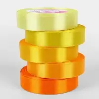 Атласная лента, набор 5 шт., 20 мм, 23&plusmn;1 м, жёлтый, оранжевый