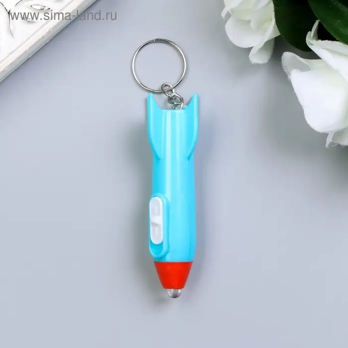 Фонарик свет на кольце "Ракета" мигает МИКС 7х2х2 см