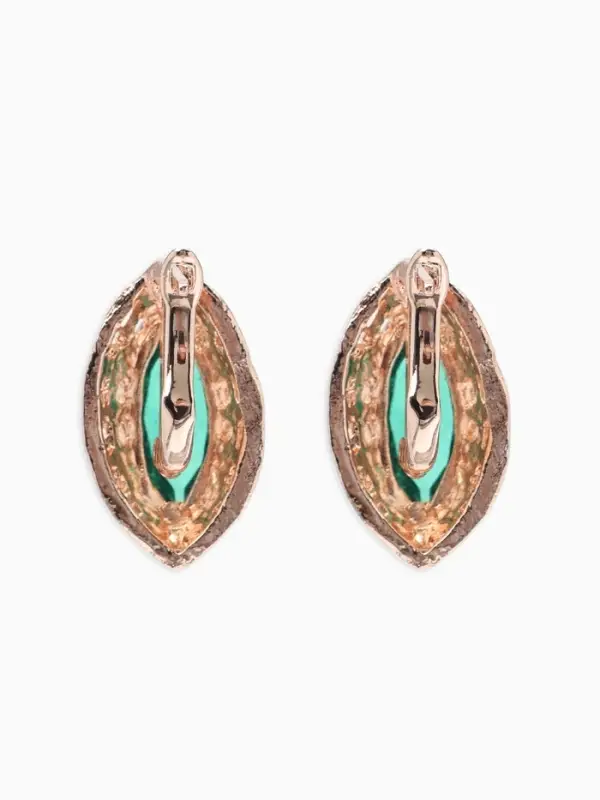 Серьги со стразами &laquo;Эдель&raquo;, эллипс ажурный, цвет изумрудный в розовом золоте