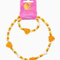 Набор детских украшений &laquo;Выбражулька. Сердце&raquo;, 2 предмета: бусы 35 см, браслет, d=6 см, желтый