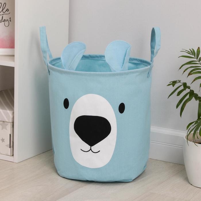 Корзина бельевая текстильная «Мишутка», 36×35 см, цвет голубой Корзина бельевая текстильная «Мишутка», 36×35 см, цвет голубой