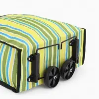 Сумка тележка хозяйственная &laquo;Полосы&raquo;, складная, на липучке, 2 колеса, 32&times;13&times;52 см, зелёная