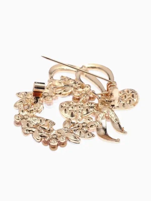 Брошь &laquo;Жемчужный венок&raquo;, с бантом, коричневая в золоте