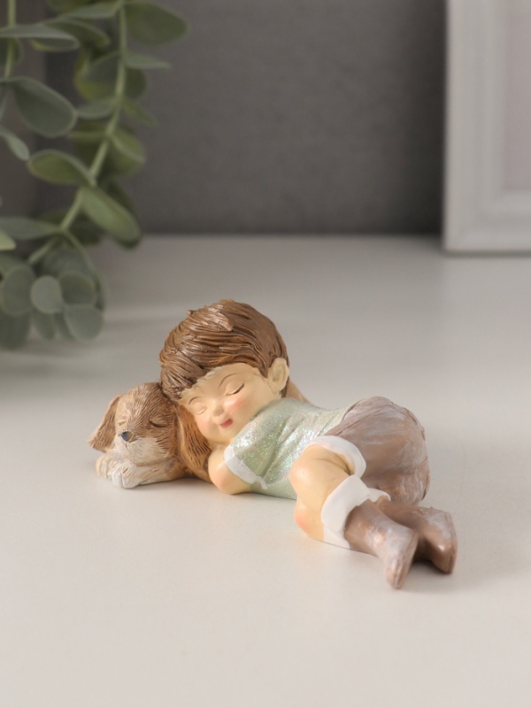 Сувенир полистоун Сувенир полистоун "Лучшие друзья - малыш и собака" 11х6,5х4 см