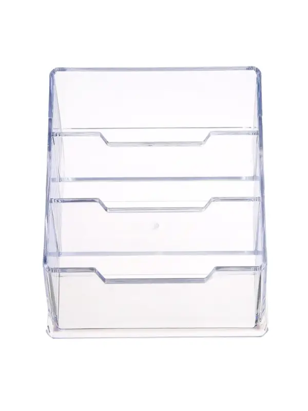 Подставка для визиток, прозрачная, 3 отделения