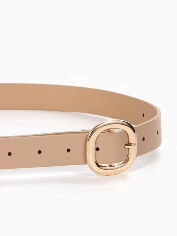 Ремень женский, 2.8&times;105 см, 1 прокол, золотистая пряжка, бежевый