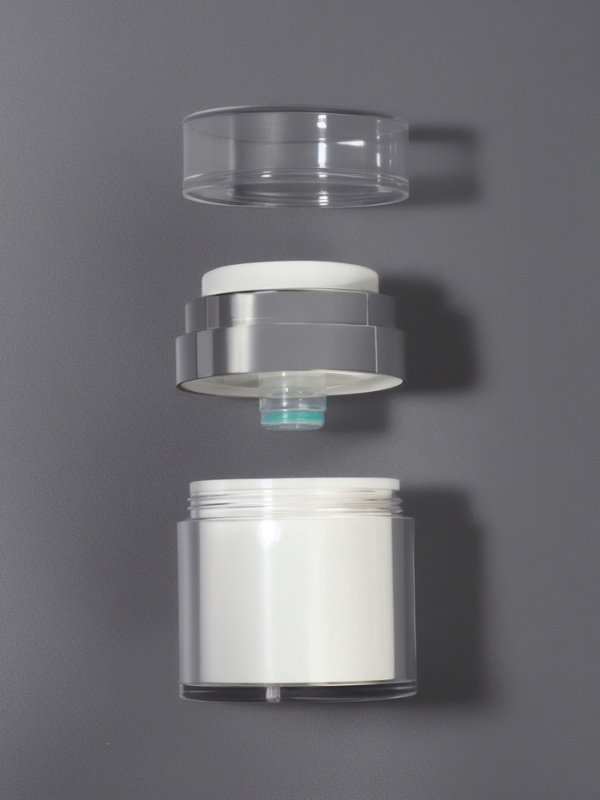 Бутылочка д/хранения с дозатором 30мл d5,5*7,2см бел/серебр накл ОТ Бутылочка д/хранения с дозатором 30мл d5,5*7,2см бел/серебр накл ОТ