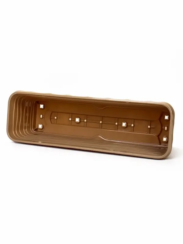 Ящик балконный для цветов, 12 л, 60&times;18&times;16 см, пластиковый, тёмно-бежевый