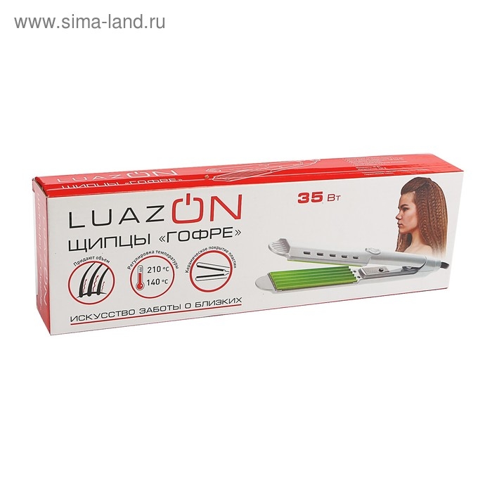 Щипцы-гофре Luazon LW-12, 35 Вт, керамическое покрытие, 40х110 мм, 210 °C, белые Щипцы-гофре Luazon LW-12, 35 Вт, керамическое покрытие, 40х110 мм, 210 °C, белые