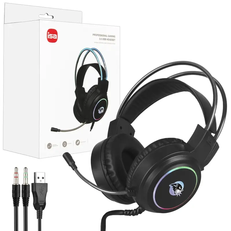 Наушники Bluetooth игровые RGB с подсветкой GH-1 ISA (20шт/кор) Наушники Bluetooth игровые RGB с подсветкой GH-1 ISA (20шт/кор)