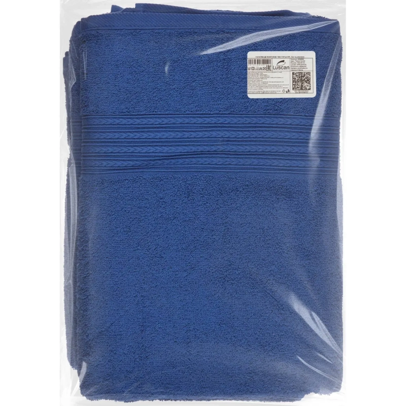 Набор полотенец махровых Luscan/бордюр 400г/м2, 70х140 тем-син, 5 шт/уп