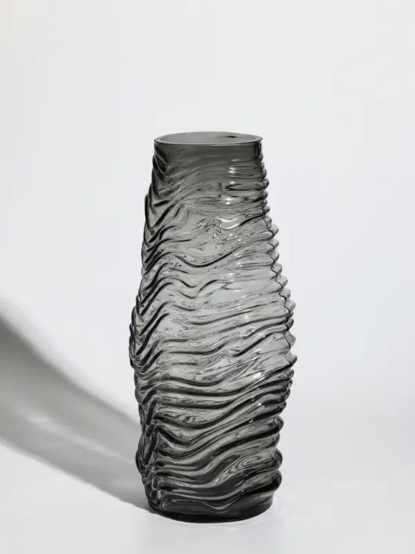 Ваза стекло настольная  Ваза стекло настольная "Ванесса" полосы, 30х12 см, серый