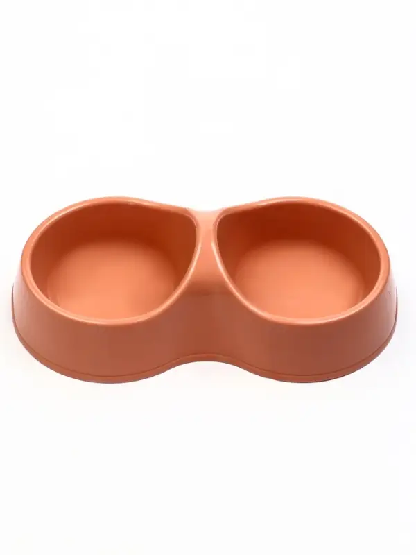 Миска двойная &laquo;Мур-мяу&raquo;, 200 мл, 22.5 см &times; 13 см &times; 6 см, цвет кирпичный