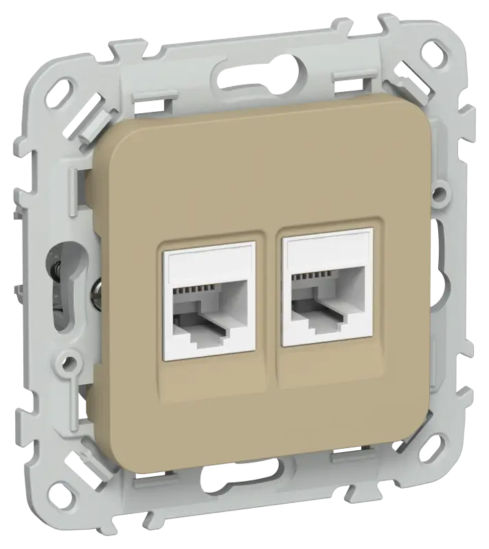 FLITE Розетка 2-местная компьютерная RJ45 категория 5Е UTP РК5е-2-0-ФлХ хаки IEK