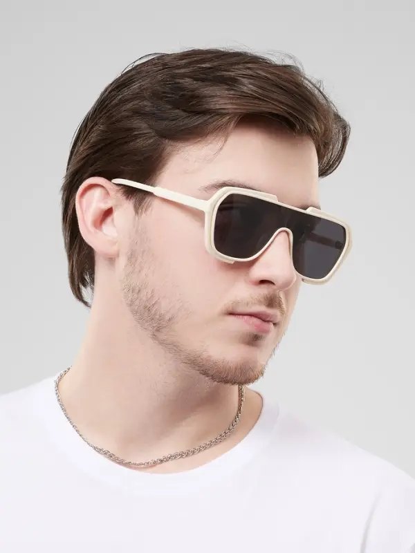 Очки солнцезащитные &laquo;OneSun. Маска&raquo;, uv 400, линза 4.5&times;5.8 см, белый, чёрный