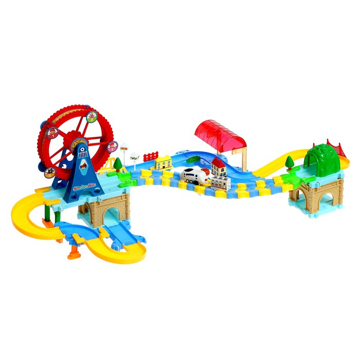 Железная дорога &laquo;Парк развлечений&raquo;, световые и звуковые эффекты, работает от батареек