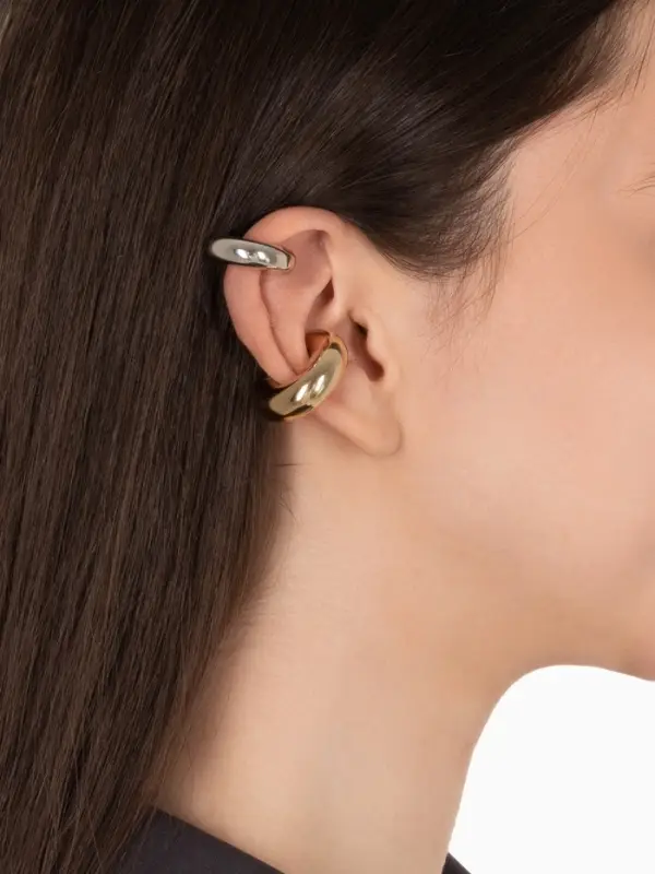 Серьги &laquo;Каффы&raquo;, набор 2 шт. бублики, цвет серебро с золотом