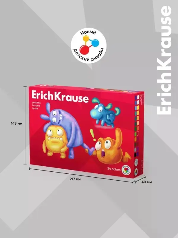 Гуашь 24 цвета по 20 мл, ErichKrause Jolly Friends, в картонной коробке