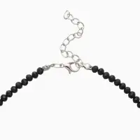 Чокер из бисера &laquo;Хрусталь&raquo;, сердце, чёрный в серебре, 36 см + 5 см доп, цепочка