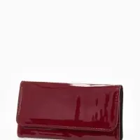Кошелёк женский на магните, 19.5&times;2.5&times;9 см, лаковый, бордовый