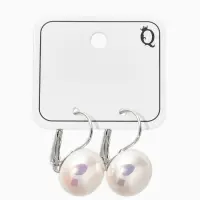 Серьги пластик "Майорика" круг, цвет белый в серебре