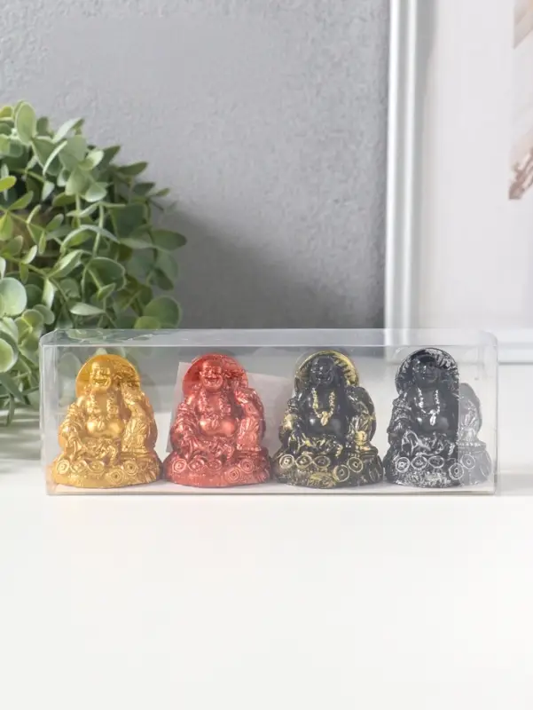 Сувенир полистоун "Хотей с зонтом" набор 4 шт 4,5х4,8х5,6 см