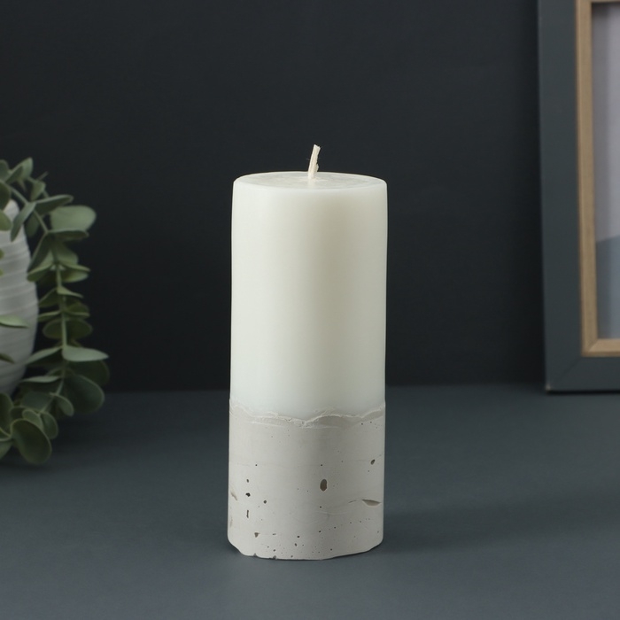 Свеча-цилиндр Свеча-цилиндр "Бетон", 6х15 см, белая