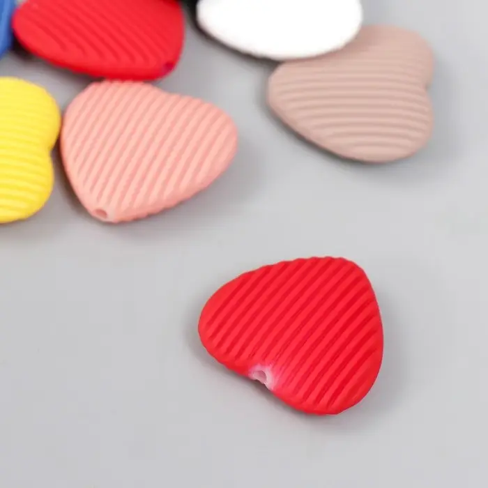 Набор бусин для рукоделия и плетения «Арт Узор. Ребристые сердца», 10 шт., акрил, 0.6×2.4×2.2 см, МИКС Набор бусин для рукоделия и плетения «Арт Узор. Ребристые сердца», 10 шт., акрил, 0.6×2.4×2.2 см, МИКС