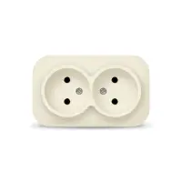 Розетка двухместная серия IONICH, б/з, о/у, 16А, 220В, слоновая кость (ivory)
