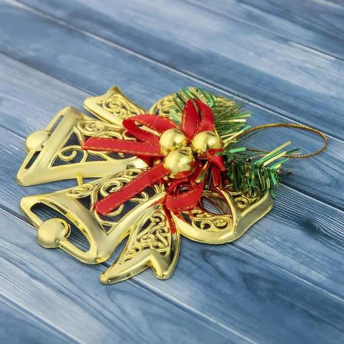 Ёлочная игрушка «Зимнее волшебство. Колокольчик двойной с шариками и лентой» пластик, 12,3х9,5 см, МИКС Ёлочная игрушка «Зимнее волшебство. Колокольчик двойной с шариками и лентой» пластик, 12,3х9,5 см, МИКС