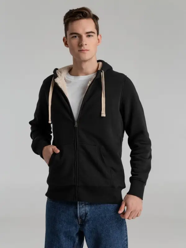 Толстовка унисекс на молнии Sherpa черная, размер XS