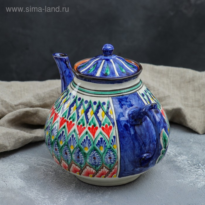 Чайник Риштанская Керамика  Чайник Риштанская Керамика "Узоры", 1600 мл, синий микс