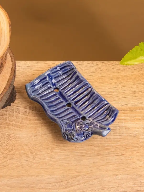 Мыльница "Геккон" керамика, цв. синий, 12х7х3 см