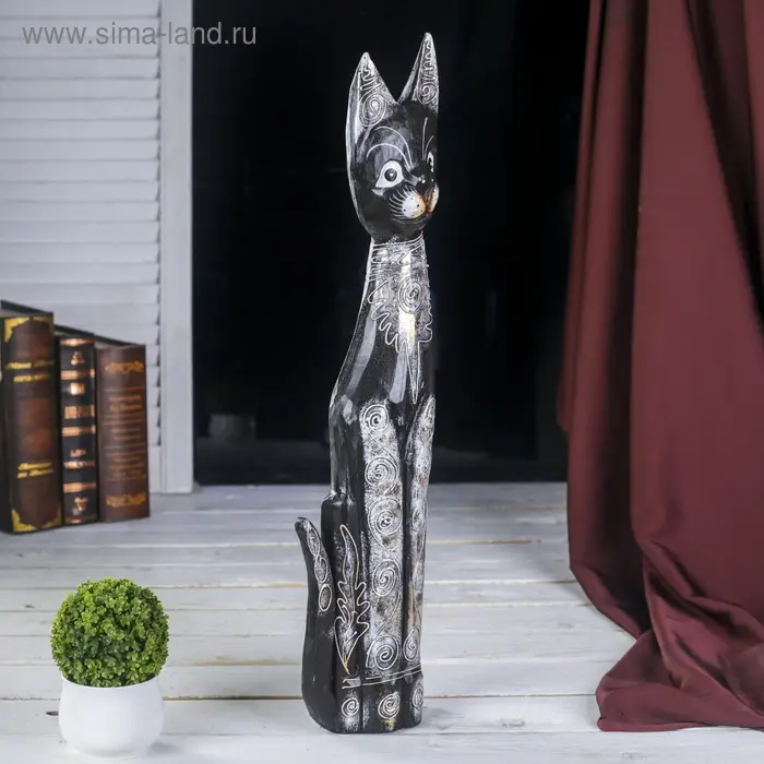 Сувенир дерево Сувенир дерево "Кошка с золотистыми завитушками" 5х14х60 см