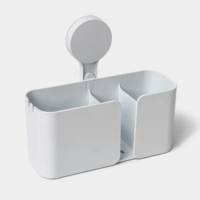 Полка для ванной Доляна Witlen, органайзер настенный, на липучке, 21&times;19&times;9 см, белая