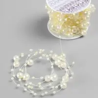 Жемчуг на леске, 3/8 мм, 9&plusmn;0.5 м, цвет золотой