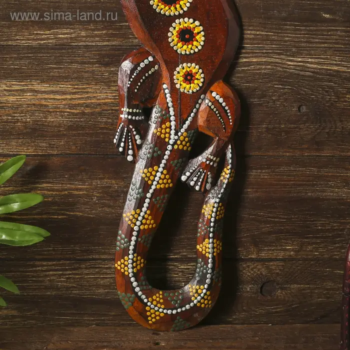 Панно настенное  Панно настенное "Геккон с цветочным узором" дерево 1x12x50 см