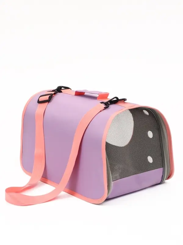 Сумка - переноска каркасная &laquo;Кошачий вид&raquo;, 41&times;27&times;25 см, фиолетовая, розовая