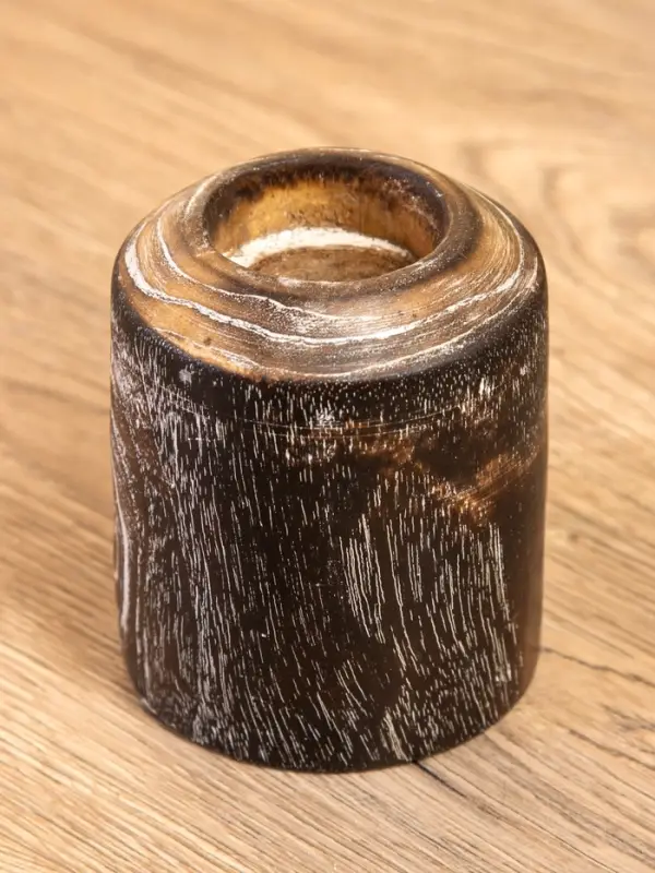 Подсвечник, d=3 см, 8&times;8&times;10 см, дерево джати, тёмно-коричневый