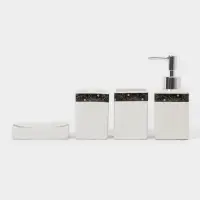 Аксессуары для ванной &laquo;Золотой лист&raquo;, 4 предмета: дозатор 250 мл, мыльница, 2 стакана, белые
