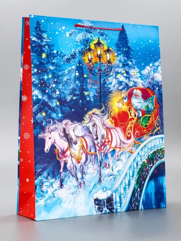Пакет подарочный новогодний ламинированный, «Везем подарки» , 33×10×42.5 см Пакет подарочный новогодний ламинированный, «Везем подарки» , 33×10×42.5 см