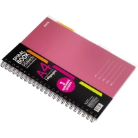 Бизнес-тетрадь 140л,кл,А4,SPIRAL BOOK Розовый,евроспир,обл.пласт,разд.84105