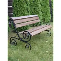 Скамейка садовая &laquo;Завиток&raquo;, 150&times;95&times;100 см, дерево, металл, со спинкой